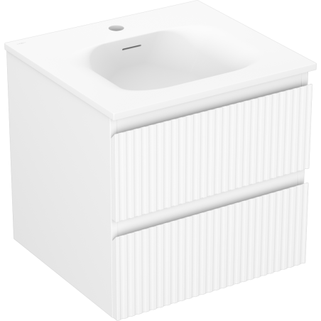 Mexen Rivel armoire de salle de bains 50 cm avec lavabo Vela, 2 tiroirs, rainurée, blanc mat - 91A20-05047-2-BFF01-W23M01