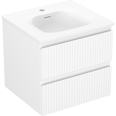 Mexen Rivel Badezimmerschrank 50 cm mit Waschbecken Vela, 2 Schubladen, gerillt, weiß matt - 91A20-05047-2-BFF01-W23M01