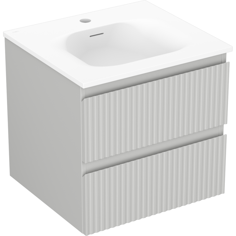 Mexen Rivel meuble de salle de bain 50 cm avec lavabo Vela, 2 tiroirs, rainuré, gris mat/blanc mat - 91A20-05047-2-BFF62-W23M01