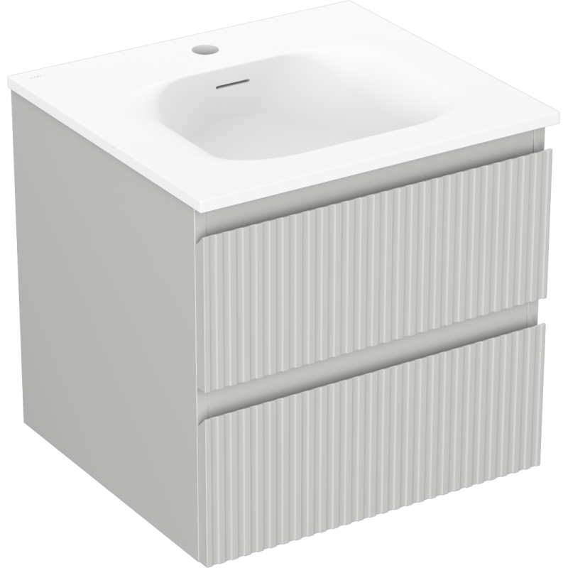 Mexen Rivel mobile da bagno 50 cm con lavabo Vela, 2 cassetti, scanalato, grigio opaco/bianco opaco - 91A20-05047-2-BFF62-W23M01