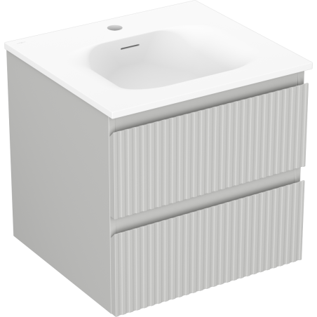 Mexen Rivel meuble de salle de bain 50 cm avec lavabo Vela, 2 tiroirs, rainuré, gris mat/blanc mat - 91A20-05047-2-BFF62-W23M01