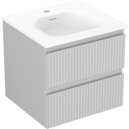 Mexen Rivel mueble de baño de 50 cm con lavabo Vela, 2 cajones, ranurado, gris mate/blanco mate - 91A20-05047-2-BFF62-W23M01