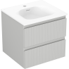 Mexen Rivel szafka łazienkowa 50 cm z umywalką Vela, 2 szuflady, ryflowana , szara mat/biała mat - 91A20-05047-2-BFF62-W23M01