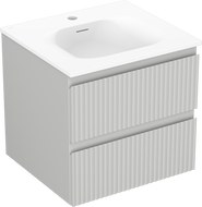 Mexen Rivel 50 cm bathroom cabinet with Vela sink, 2 drawers, grooved, gray matte/white matte - 91A20-05047-2-BFF62-W23M01