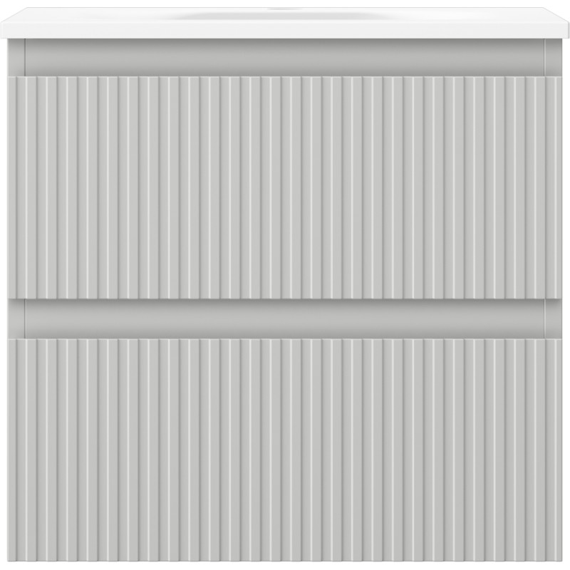 Mexen Rivel badkamerkast 50 cm met wastafel Vela, 2 laden, gegroefd, grijs mat/wit mat - 91A20-05047-2-BFF62-W23M01