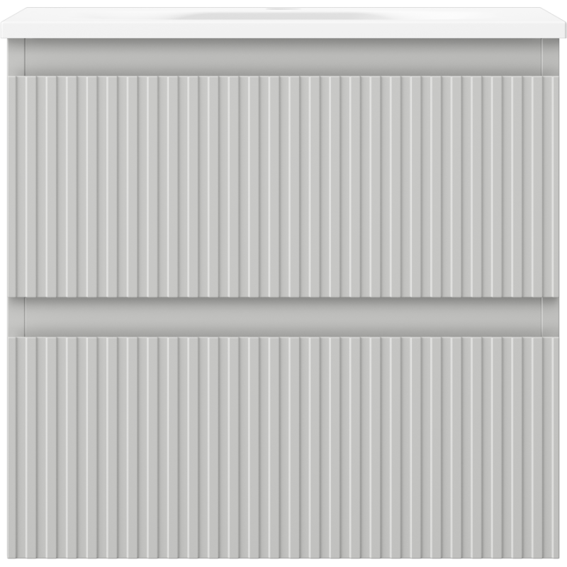 Mexen Rivel meuble de salle de bain 50 cm avec lavabo Vela, 2 tiroirs, rainuré, gris mat/blanc mat - 91A20-05047-2-BFF62-W23M01