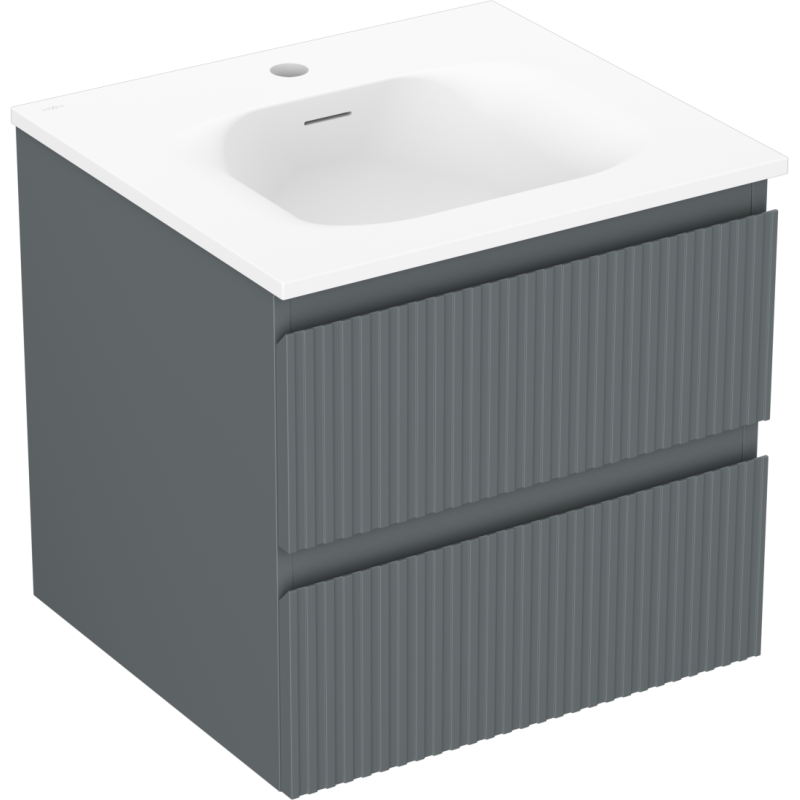 Mexen Rivel armario de baño de 50 cm con lavabo Vela, 2 cajones, ranurado, grafito mate/blanco mate
