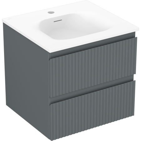 Mexen Rivel vannas istabas skapītis 50 cm ar izlietni Vela, 2 atvilktnes, rievotas, grafīta matējums/baltā mat