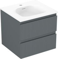 Mexen Rivel bathroom cabinet 50 cm with Vela sink, 2 drawers, fluted, graphite mat/white mat - 91A20-05047-2-BFF66-W23M01
