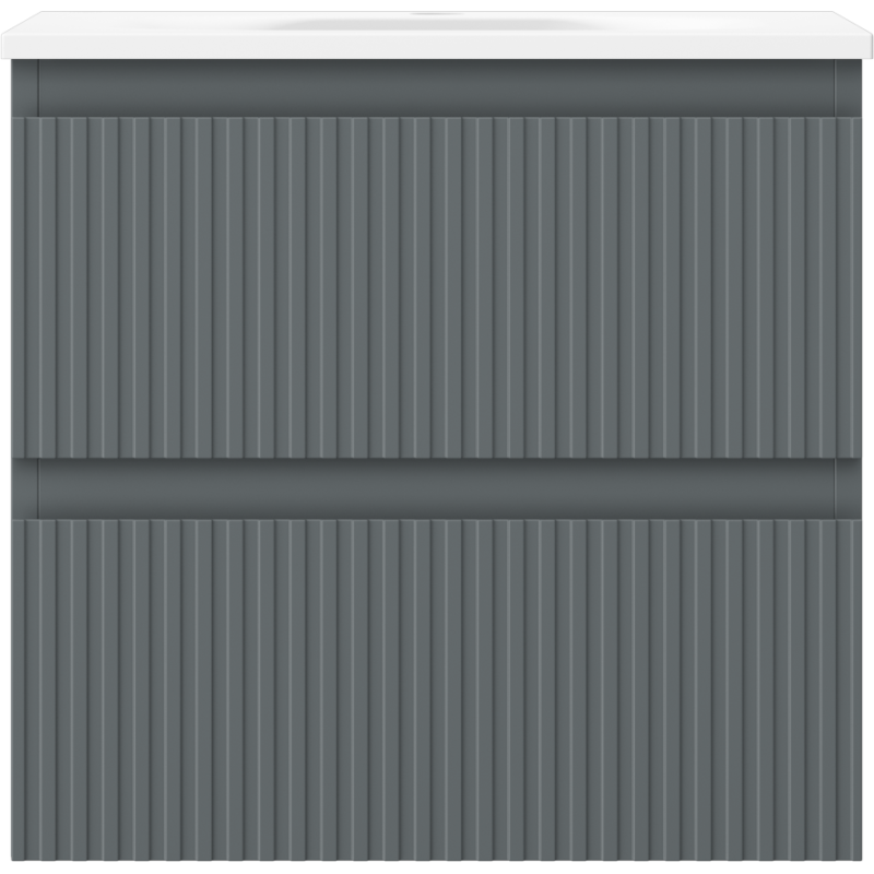 Mexen Rivel badkamerkast 50 cm met wastafel Vela, 2 laden, geribbeld, grafiet mat/wit mat - 91A20-05047-2-BFF66-W23M01