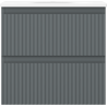Mexen Rivel badkamerkast 50 cm met wastafel Vela, 2 laden, geribbeld, grafiet mat/wit mat - 91A20-05047-2-BFF66-W23M01