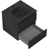 Mexen Rivel meuble de salle de bain 50 cm avec lavabo Vela, 2 tiroirs, rainuré, noir mat - 91A20-05047-2-BFF71-W23M71