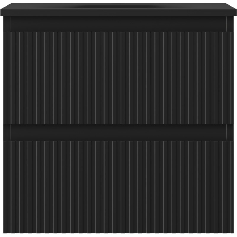 Mexen Rivel badkamerkast 50 cm met wastafel Vela, 2 laden, geribbeld, zwart mat - 91A20-05047-2-BFF71-W23M71