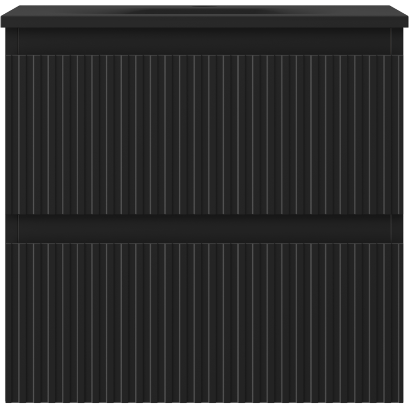 Mexen Rivel kylpyhuonekaappi 50 cm pesualtaalla Vela, 2 laatikkoa, uurrettu, musta matta - 91A20-05047-2-BFF71-W23M71