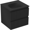 Mexen Rivel meuble de salle de bain 50 cm avec lavabo Vela, 2 tiroirs, rainuré, noir mat - 91A20-05047-2-BFF71-W23M71