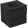 Mexen Rivel mueble de baño de 50 cm con lavabo Vela, 2 cajones, acanalado, negro mate - 91A20-05047-2-BFF71-W23M71