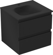 Mexen Rivel bathroom cabinet 50 cm with Vela sink, 2 drawers, ribbed, matte black - 91A20-05047-2-BFF71-W23M71