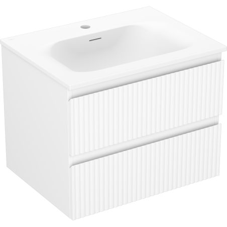 Mexen Rivel szafka łazienkowa 60 cm z umywalką Vela, 2 szuflady, ryflowana , biała mat - 91A20-06047-2-BFF01-W23M01