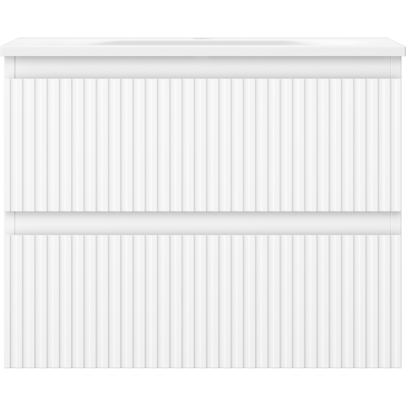 Mexen Rivel armário de casa de banho 60 cm com lavatório Vela, 2 gavetas, frisado, branco fosco - 91A20-06047-2-BFF01-W23M01