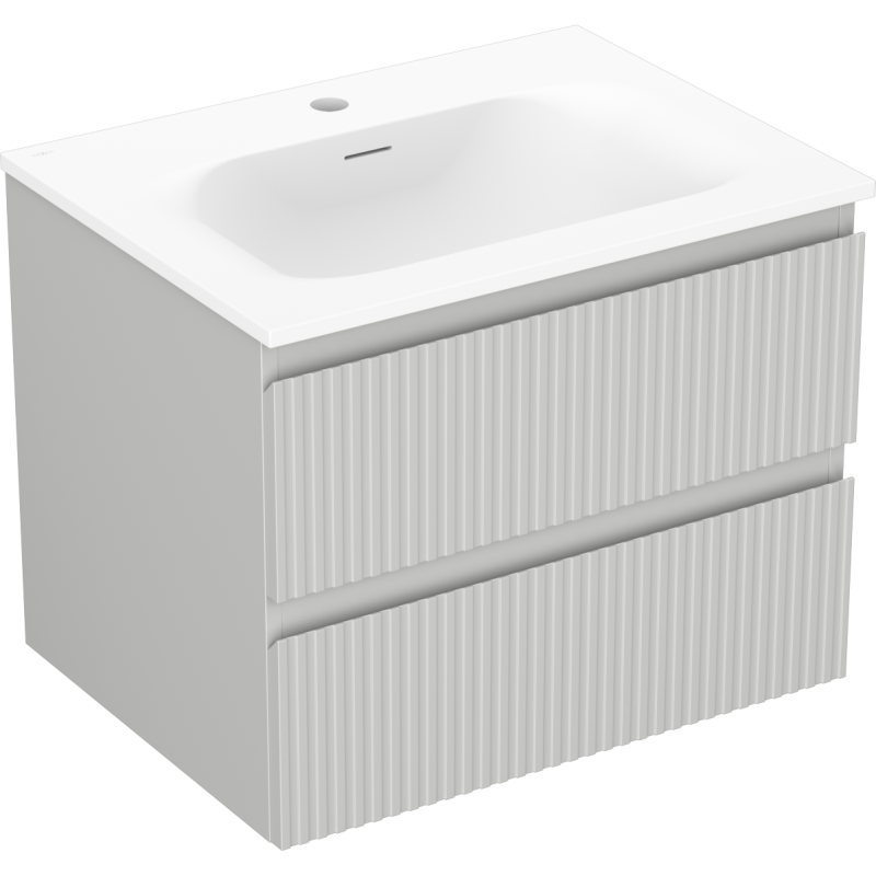 Mexen Rivel armario de baño 60 cm con lavabo Vela, 2 cajones, estriado, gris mate/blanco mate - 91A20-06047-2-BFF62-W23M01