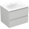 Mexen Rivel meuble de salle de bain 60 cm avec lavabo Vela, 2 tiroirs, rainuré, gris mat/blanc mat - 91A20-06047-2-BFF62-W23M01