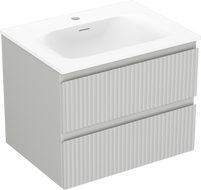 Mexen Rivel meuble de salle de bain 60 cm avec lavabo Vela, 2 tiroirs, rainuré, gris mat/blanc mat - 91A20-06047-2-BFF62-W23M01