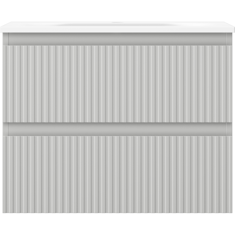 Mexen Rivel armoire de salle de bains 60 cm avec lavabo Vela, 2 tiroirs, rainurée, gris mat/blanc mat