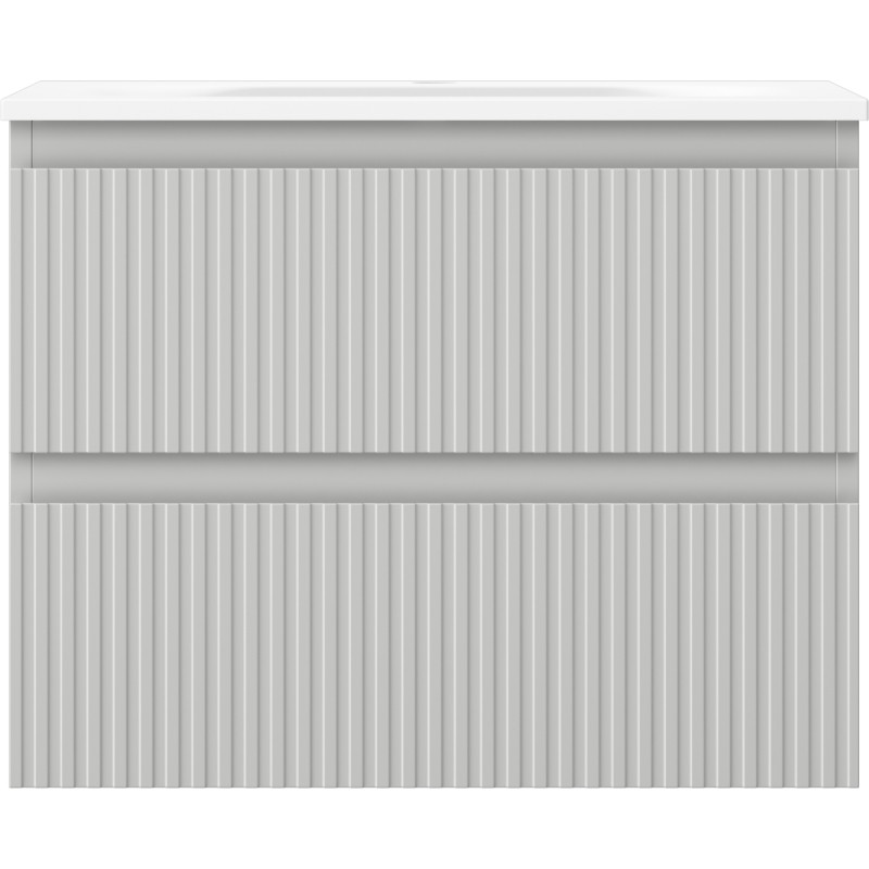 Mexen Rivel badkamerkast 60 cm met wastafel Vela, 2 lades, gefreesd, grijs mat/wit mat - 91A20-06047-2-BFF62-W23M01