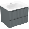 Mexen Rivel mueble de baño de 60 cm con lavabo Vela, 2 cajones, ranurado, grafito mate/blanco mate - 91A20-06047-2-BFF66-W23M0