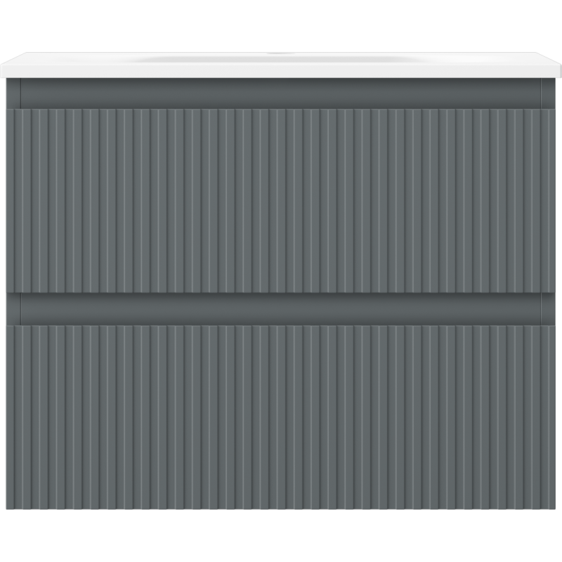 Mexen Rivel badkamerkast 60 cm met wastafel Vela, 2 lades, geribbeld, grafiet mat/wit mat - 91A20-06047-2-BFF66-W23M0