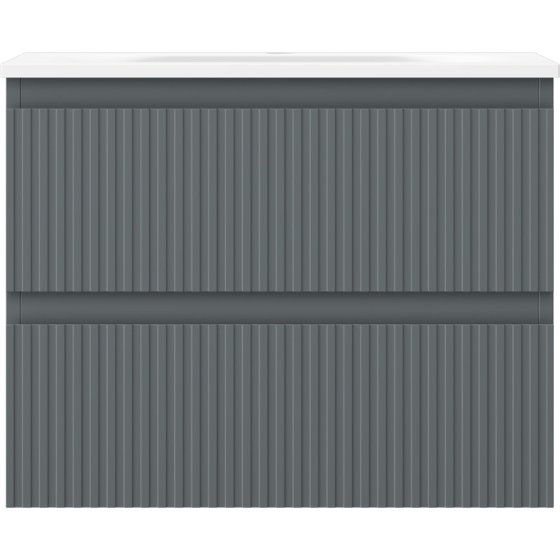 Mexen Rivel kupaonski ormarić 60 cm s umivaonikom Vela, 2 ladice, rebrasta, grafit mat/bijela mat - 91A20-06047-2-BFF66-W23M0