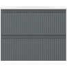 Mexen Rivel badkamerkast 60 cm met wastafel Vela, 2 lades, geribbeld, grafiet mat/wit mat - 91A20-06047-2-BFF66-W23M0