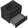 Mexen Rivel meuble de salle de bain 60 cm avec lavabo Vela, 2 tiroirs, rainuré, noir mat - 91A20-06047-2-BFF71-W23M71