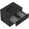 Mexen Rivel meuble de salle de bain 60 cm avec lavabo Vela, 2 tiroirs, rainuré, noir mat - 91A20-06047-2-BFF71-W23M71