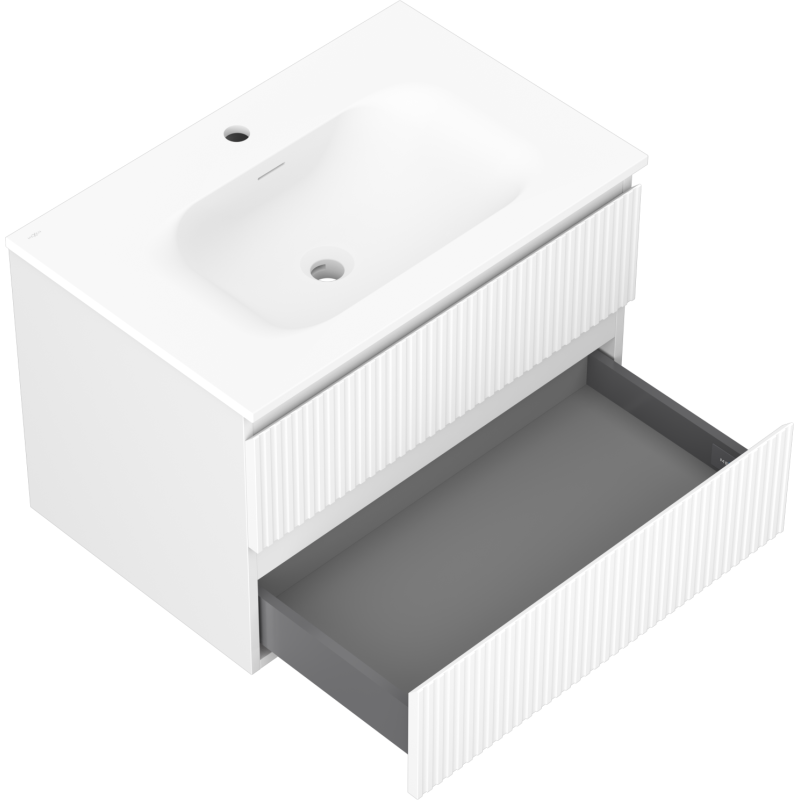Mexen Rivel armario de baño 70 cm con lavabo Vela, 2 cajones, ranurado, blanco mate - 91A20-07047-2-BFF01-W23M01