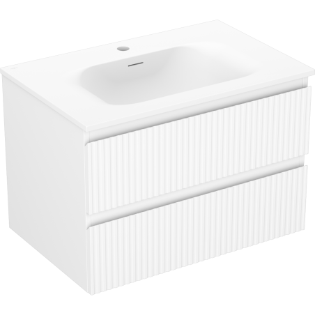 Mexen Rivel armoire de salle de bain 70 cm avec lavabo Vela, 2 tiroirs, rainurée, blanc mat - 91A20-07047-2-BFF01-W23M01