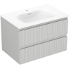 Mexen Rivel armoire de salle de bain 70 cm avec lavabo Vela, 2 tiroirs, rainuré, gris mat/blanc mat
