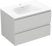 Mexen Rivel bathroom cabinet 70 cm with Vela sink, 2 drawers, grooved, grey matt/white matt - 91A20-07047-2-BFF62-W23M01