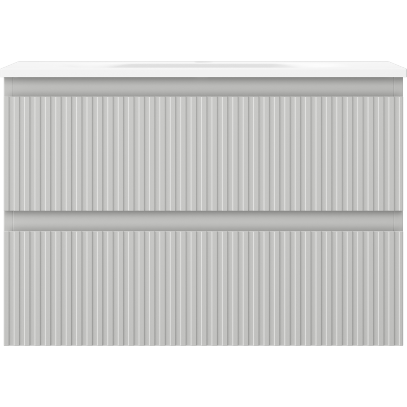 Mexen Rivel 70 cm kylpyhuoneen kaappi pesualtaalla Vela, 2 laatikkoa, uurrettu, harmaa matta/valkoinen matta