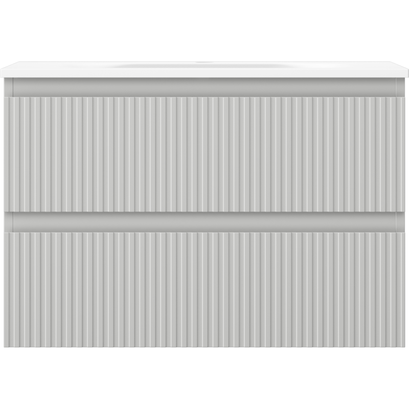 Mexen Rivel badkamerkast 70 cm met wastafel Vela, 2 laden, geribbeld, grijs mat/wit mat - 91A20-07047-2-BFF62-W23M01