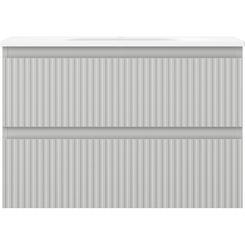 Mexen Rivel mueble de baño de 70 cm con lavabo Vela, 2 cajones, acanalado, gris mate/blanco mate - 91A20-07047-2-BFF62-W23M01