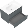 Mexen Rivel mobiletto da bagno 70 cm con lavabo Vela, 2 cassetti, scanalato, grafite opaco/bianco opaco -