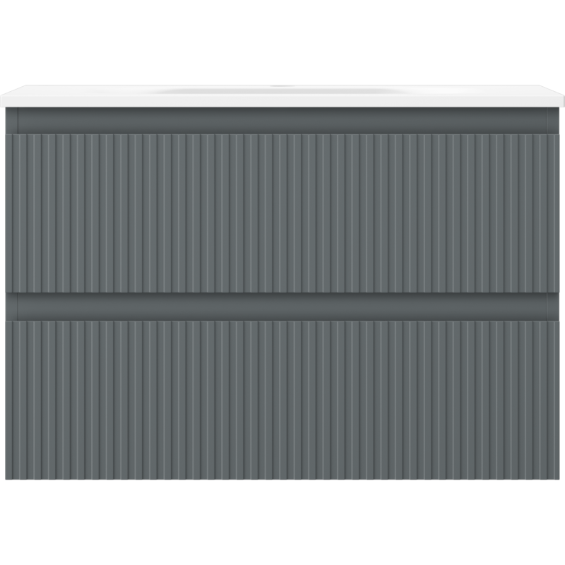 Mexen Rivel badkamerkast 70 cm met wastafel Vela, 2 lades, geribd, grafiet mat/wit mat - 91A20-07047-2-BFF66-W23M0