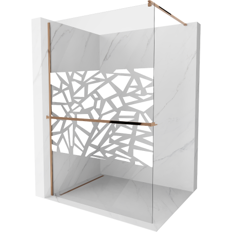 Mexen Kioto+ Duschwand mit Ablage Walk-in 80 x 200 cm, weißes Muster, Roségold - 800-080-121-60-85