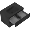 Mexen Rivel meuble de salle de bain 70 cm avec lavabo Vela, 2 tiroirs, rainuré, noir mat - 91A20-07047-2-BFF71-W23M71
