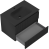 Mexen Rivel meuble de salle de bain 70 cm avec lavabo Vela, 2 tiroirs, rainuré, noir mat - 91A20-07047-2-BFF71-W23M71
