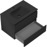 Mexen Rivel mueble de baño de 70 cm con lavabo Vela, 2 cajones, acanalada, negro mate - 91A20-07047-2-BFF71-W23M71