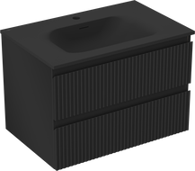 Mexen Rivel armadietto da bagno 70 cm con lavabo Vela, 2 cassetti, scanalato, nero opaco - 91A20-07047-2-BFF71-W23M71