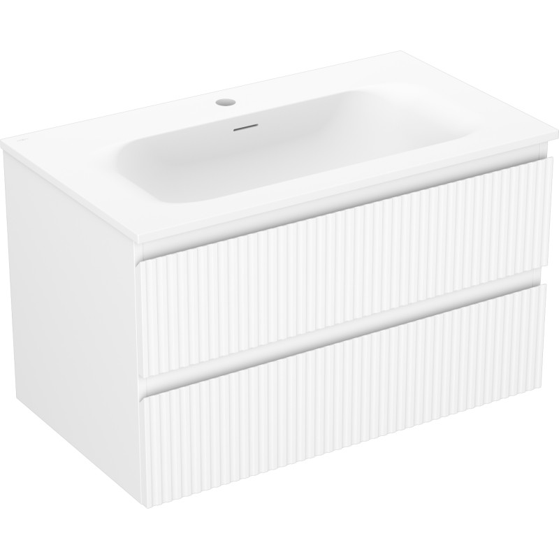 Mexen Rivel vannitoakapp 80 cm koos Vela valamuga, 2 sahtlit, soonikkoes , valge matt - 91A20-08047-2-BFF01-W23M01