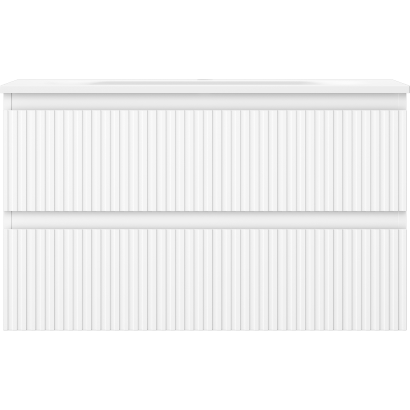 Mexen Rivel badkamerkast 80 cm met wastafel Vela, 2 laden, gefreesd, mat wit - 91A20-08047-2-BFF01-W23M01